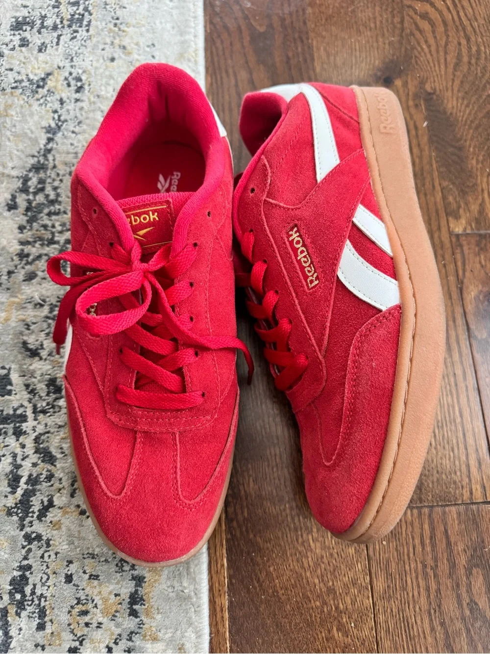 Reebok Red Suede Low-Top Sneakers